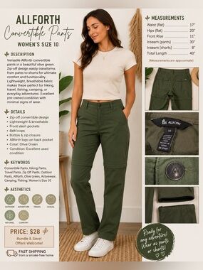 Wide-Leg Convertible Pants in Dark Green